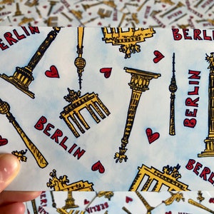 I Love Berlin Pattern Postcard image 1