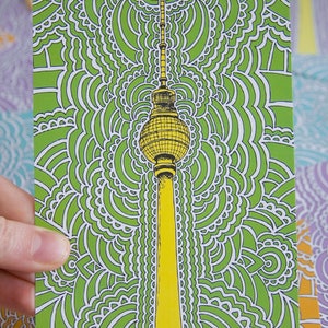 Berliner Fernsehturm Postkarten 3) Green/Yellow