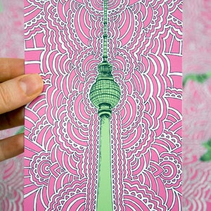 Berlin Fernsehturm Postcards 1) Pink/Green