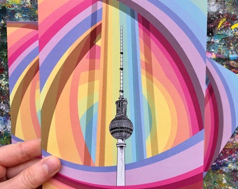 A5 Print Rainbow Vortex Berlin TV Tower
