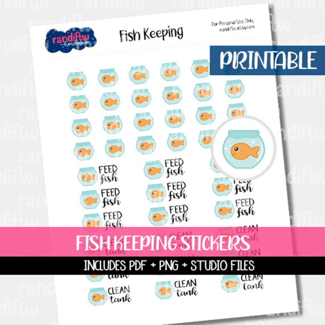 Feed Fish, Pet Care, Aquarium House Functional Chore Tracker, Printable