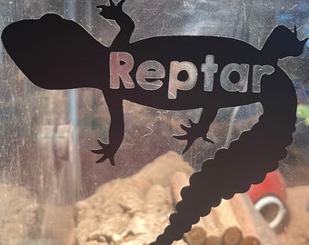 Custom Reptile Name Decal | Leopard Gecko, Bearded Dragon, Crested Gecko Vinyl Sticker | Tank Decor, Pet Label, Waterproof, Gift