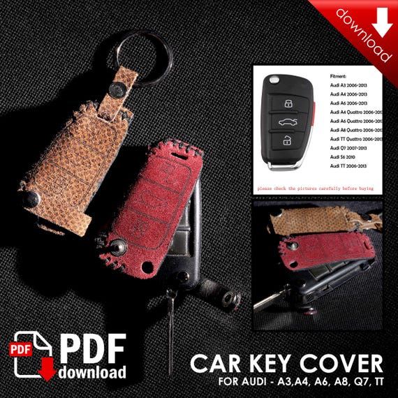 Audi Key Case Cover PDF Pattern – A3, A4, A6, A8, Q7, TT (Digital Download)