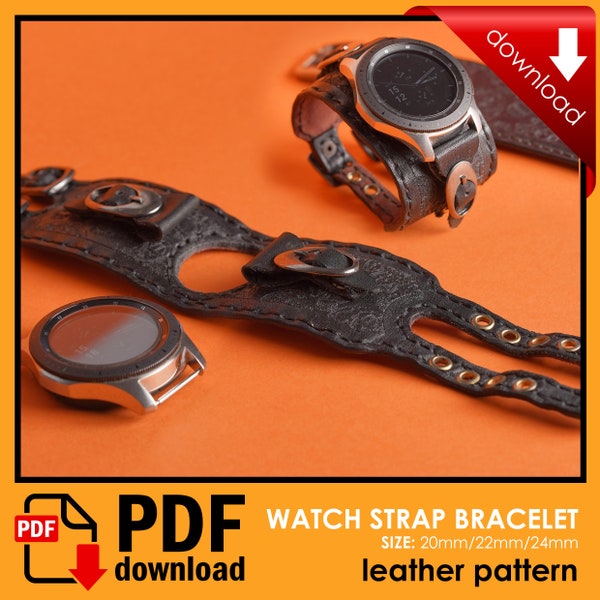 Watch Strap Band Template Pattern Guide Set - 20mm 22mm 24mm - PDF Leather pattern