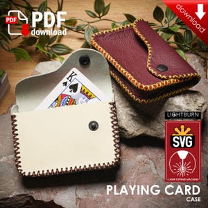 Modello in pelle PDF - Custodia per carte da gioco - File SVG per Lighburn, xTool, Glowforge - Per Laser cutter