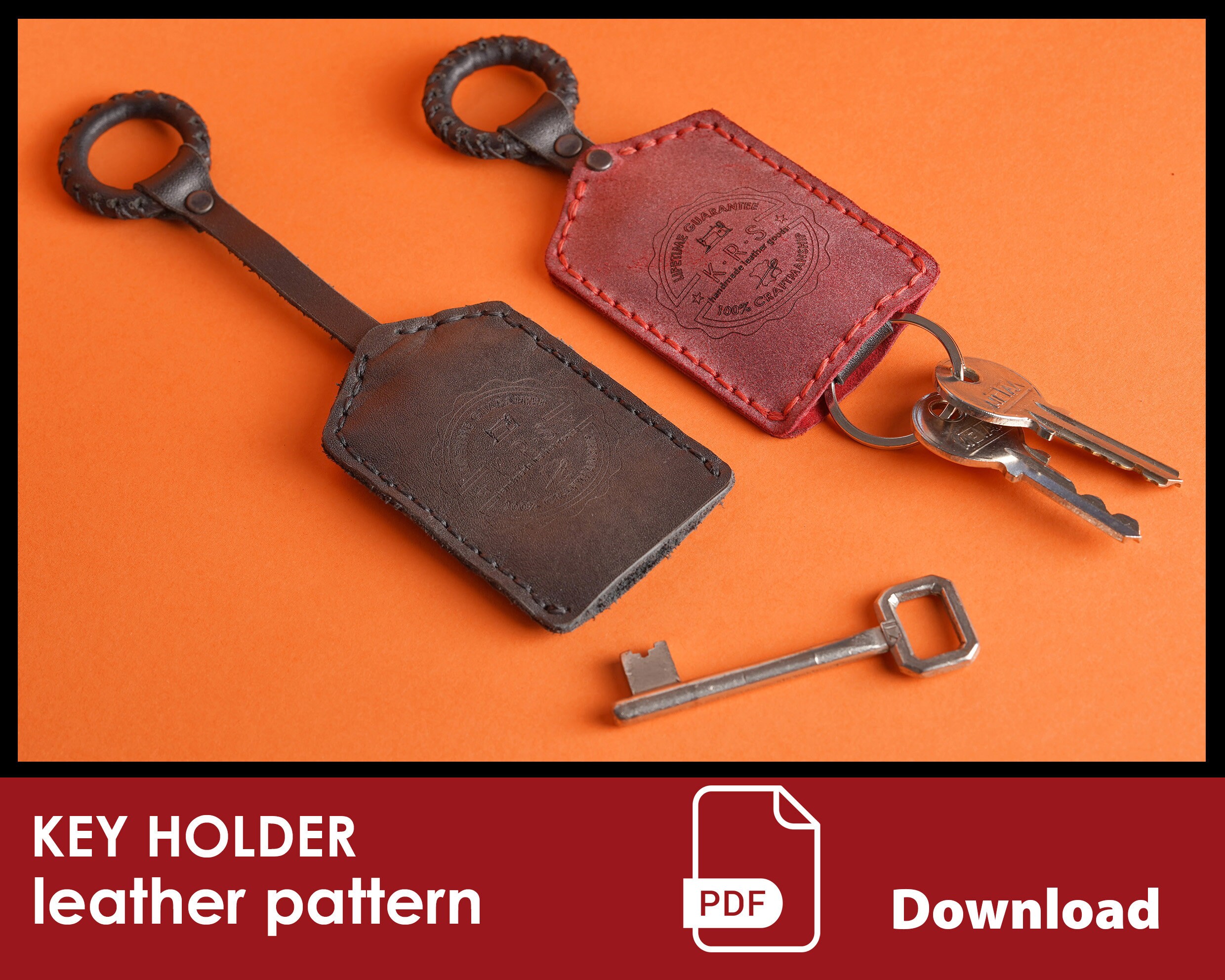 PDF Leather Pattern Leather Keychain Etsy