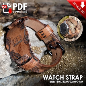 Watch Strap Band Template Pattern Guide Set - 18mm 20mm 22mm 24mm - PDF Leather pattern