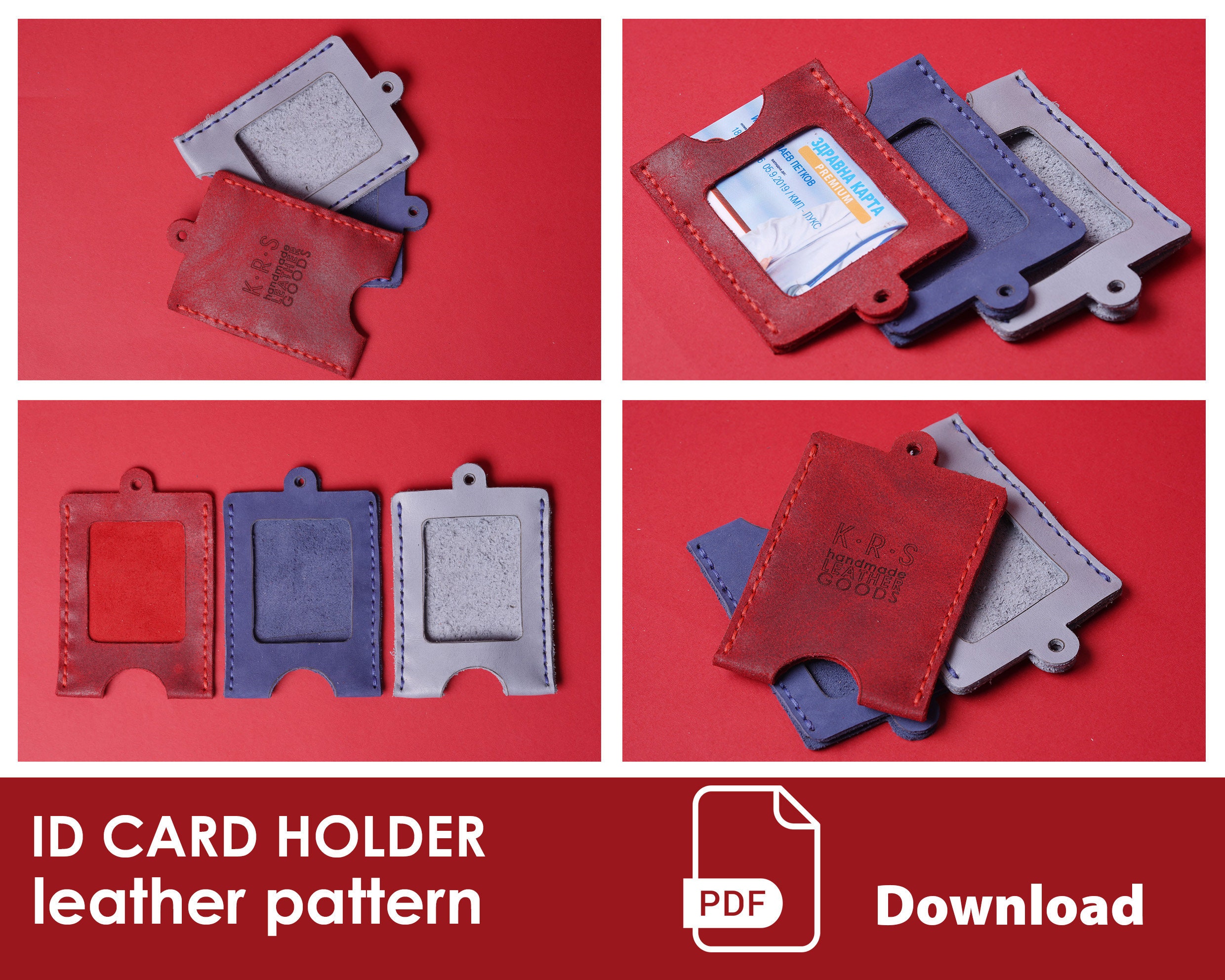 PDF Leather Pattern ID Card Holder Etsy