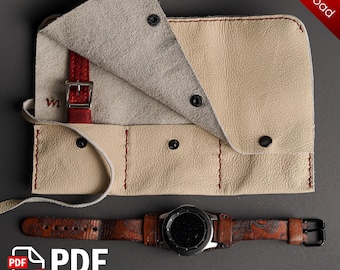 PDF Leather pattern - Watch roll