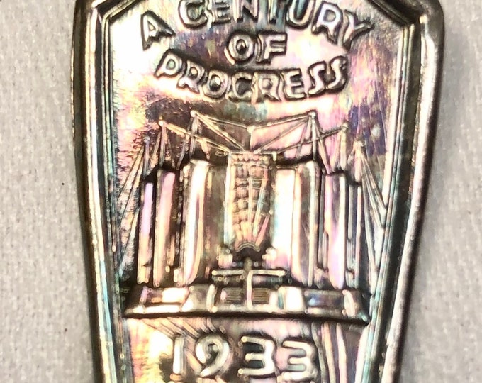 Vintage 1933 Chicago Worlds Fair,Century of Progress, Pair of 2 Silver Souvenir Spoons