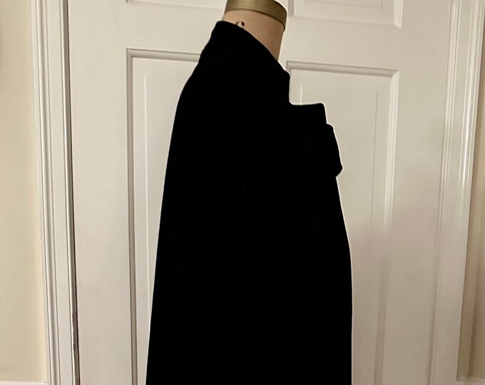 Vintage Women’s Navy Blue Wool Cape with Yellow Wool Lining, Standard Apparel Co, Cleveland Ohio