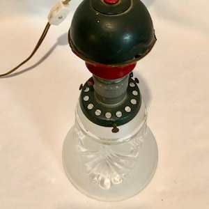 Vintage Red & Hunter Green Metal Electric Wall Light Fixture/Lamp with Cut Glass Shade