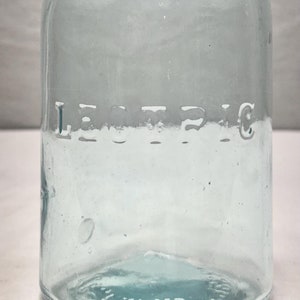 Vintage Leotric Aqua Blue Glass Canning/Preserve Jar