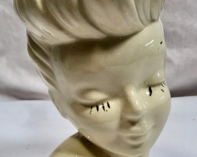 Vintage Midcentury Ceramic Womans Head Vase/Sculpture by American Bisque Co Design No 2