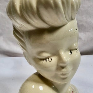 Vintage Midcentury Ceramic Womans Head Vase/Sculpture by American Bisque Co Design No 2