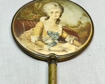 Miroir de courtoisie victorien vintage avec dame victorienne