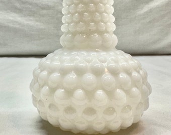 Vintage White Milk Glass Hobnail Vase