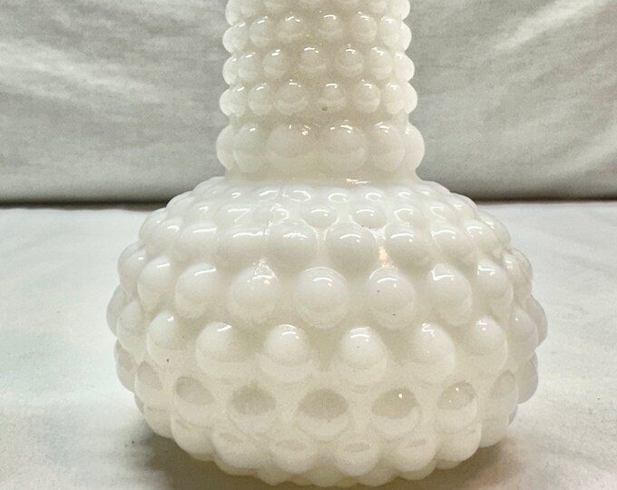 Vintage White Milk Glass Hobnail Vase