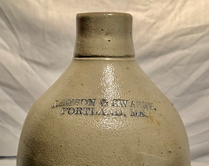 Antique Lamson & Swasey Stoneware Crock/Jug, Portland,Maine