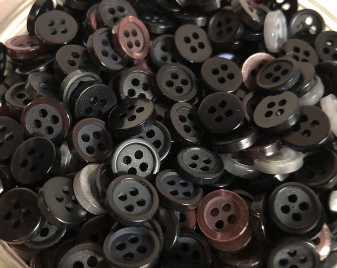 Large Lot of Dark Plastic Colored Buttons