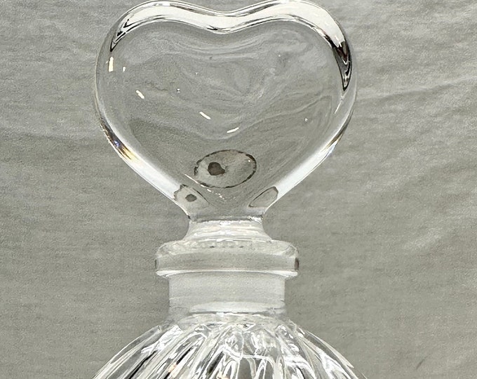 Vintage Clear Swirled Crystal Perfume Bottle with Heart Shaped Stopper