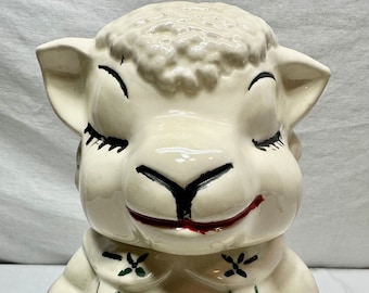 Vintage Little Lamb Ceramic Cookie Jar by American Bisque Pottery Co,Circa1940’s