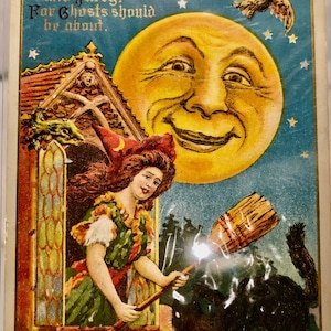 Postal vintage de Halloween, circa 1918, usada