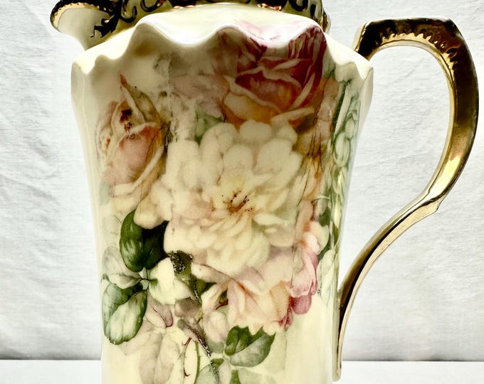 Antique Porcelain Floral Chocolate/Tea/Coffee Pot, Three Crown China Company, Germany #63