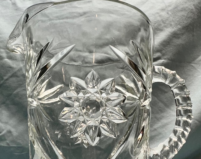 Vintage Clear Glass Starburst Juice/Water Pitcher