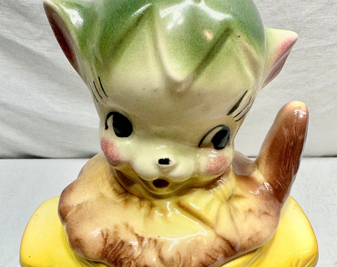 Vintage Mid Century Pup in the Poke Ceramic Cookie Jar,USA American Bisque Pottery Co,Circa 1940