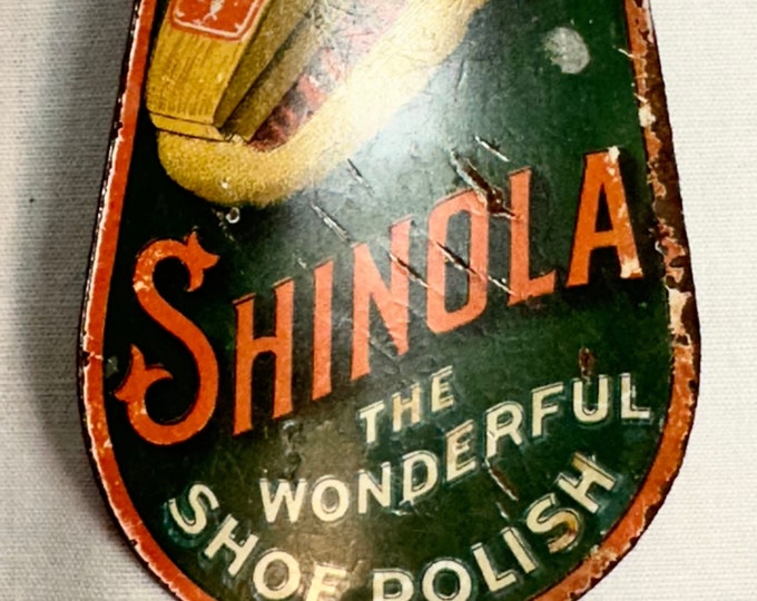 Vintage Shineola Shoe Polish Lithograph Advertising Metal Shoe Horn,Patent June 26,1908