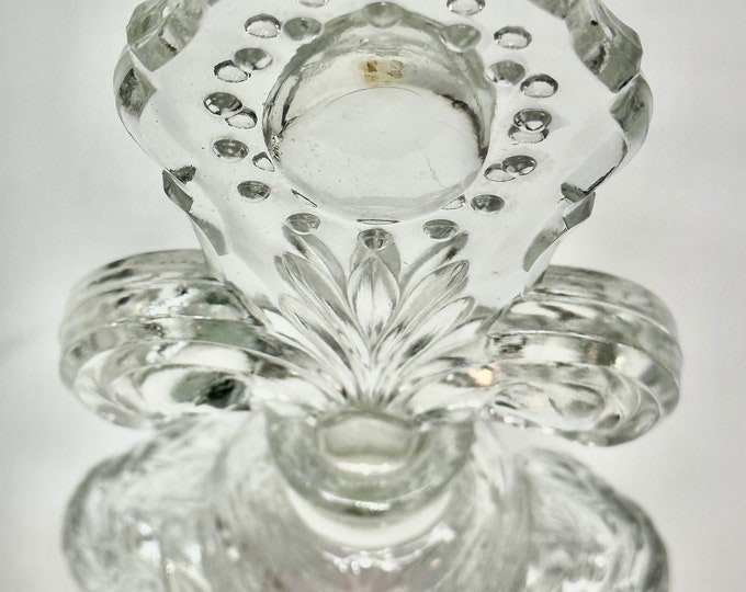 Vintage Clear Glass Fleur De Lis Perfume Bottle