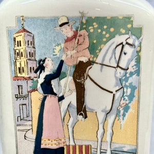 Vintage Peageot Porcelain Wall Mounted Coffee Grinder/Mill with French Scene,France
