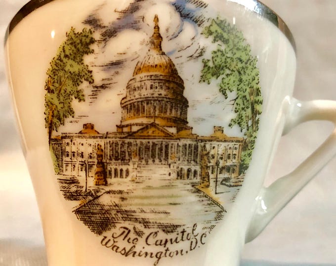 Vintage Miniature Washington D C Hand Painted Souvenir Tea Cup