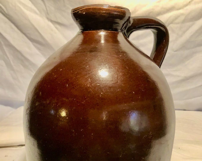 Antique Bennington Pottery Chocolate Brown Glaze Stoneware Jug