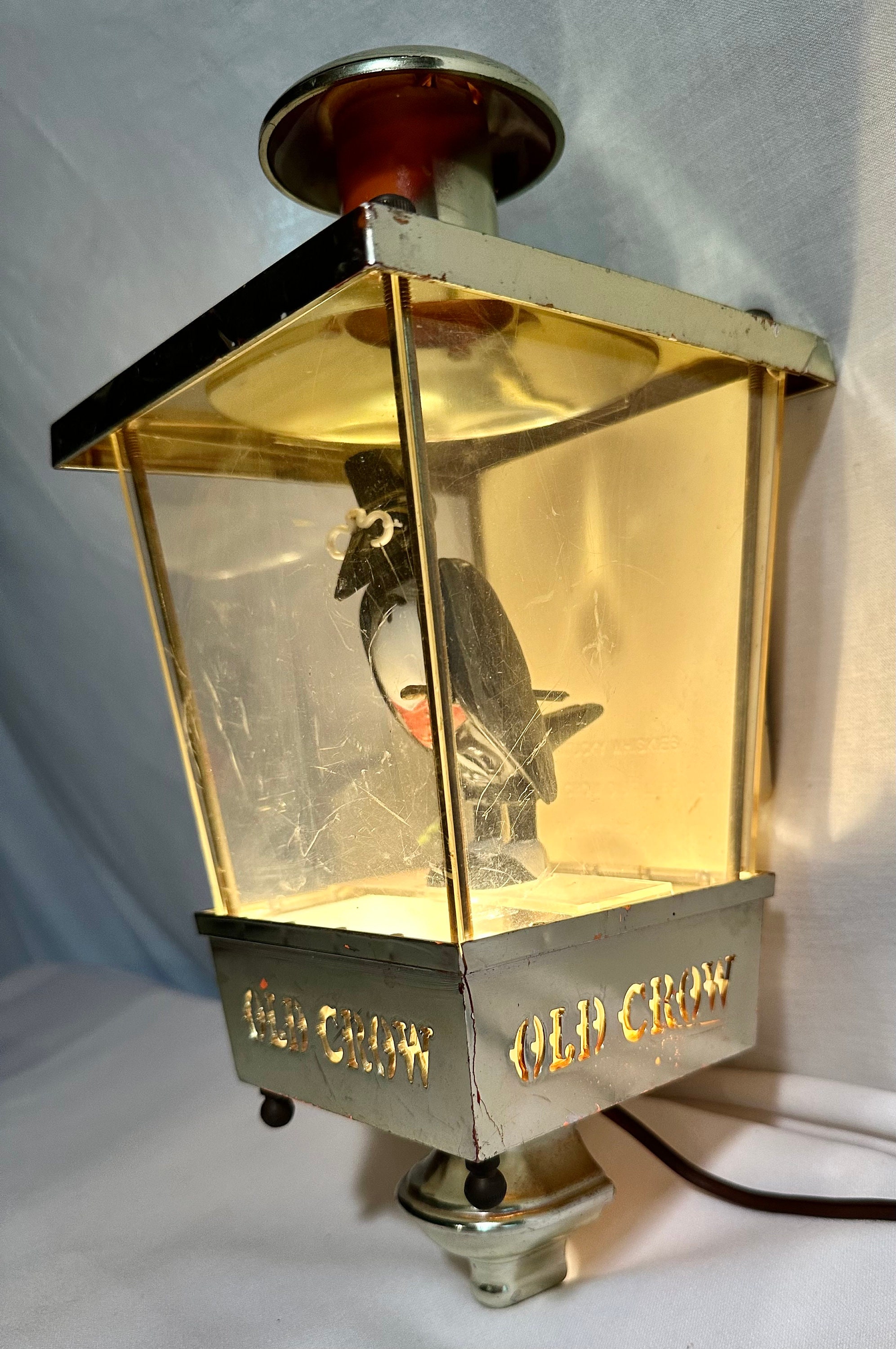 Vintage Old Crow Bourbon Illuminated Wall Lantern
