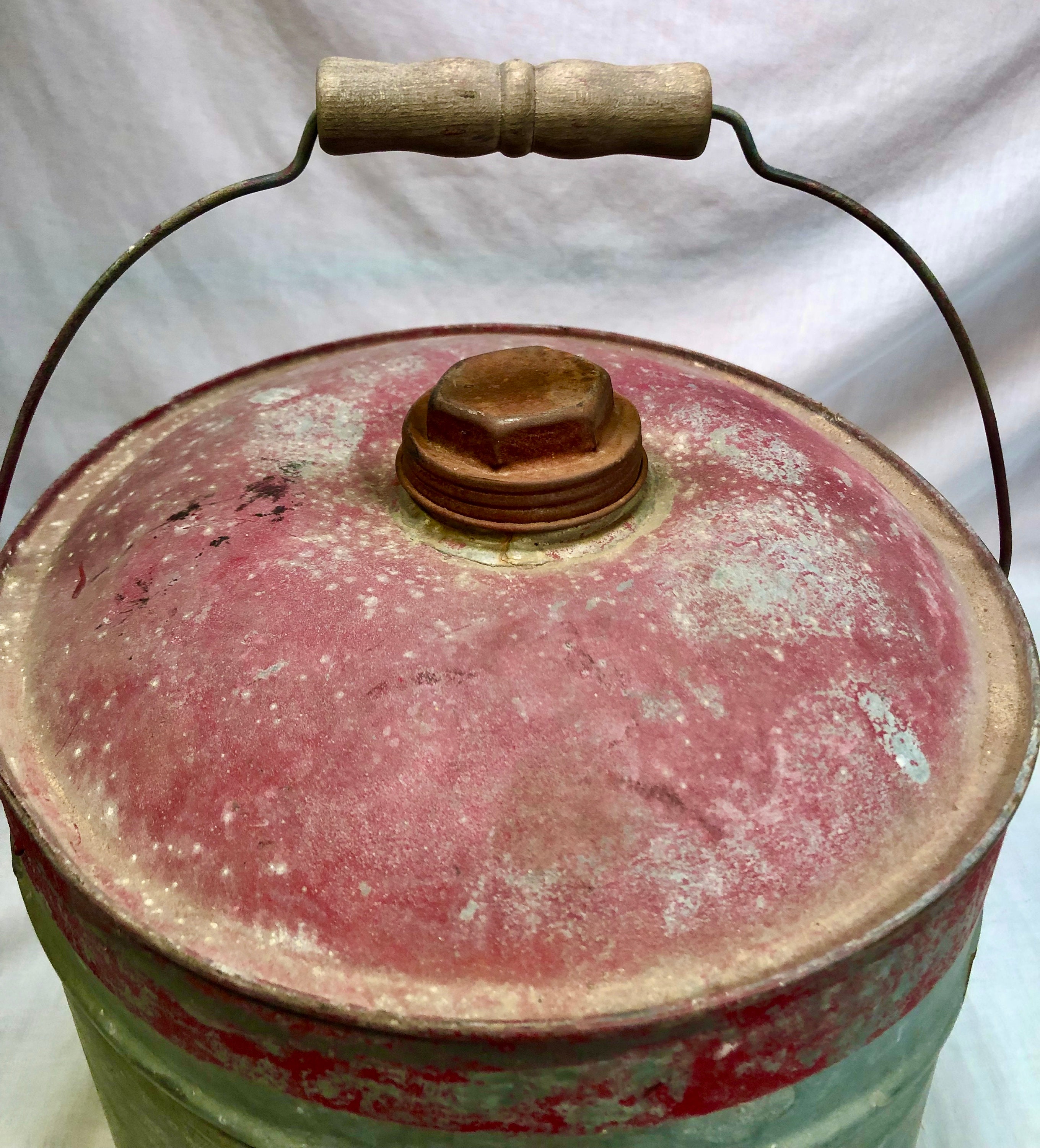 Vintage Wheeling Corrugated Tin Water/oil Bucket/dispenser Etsy