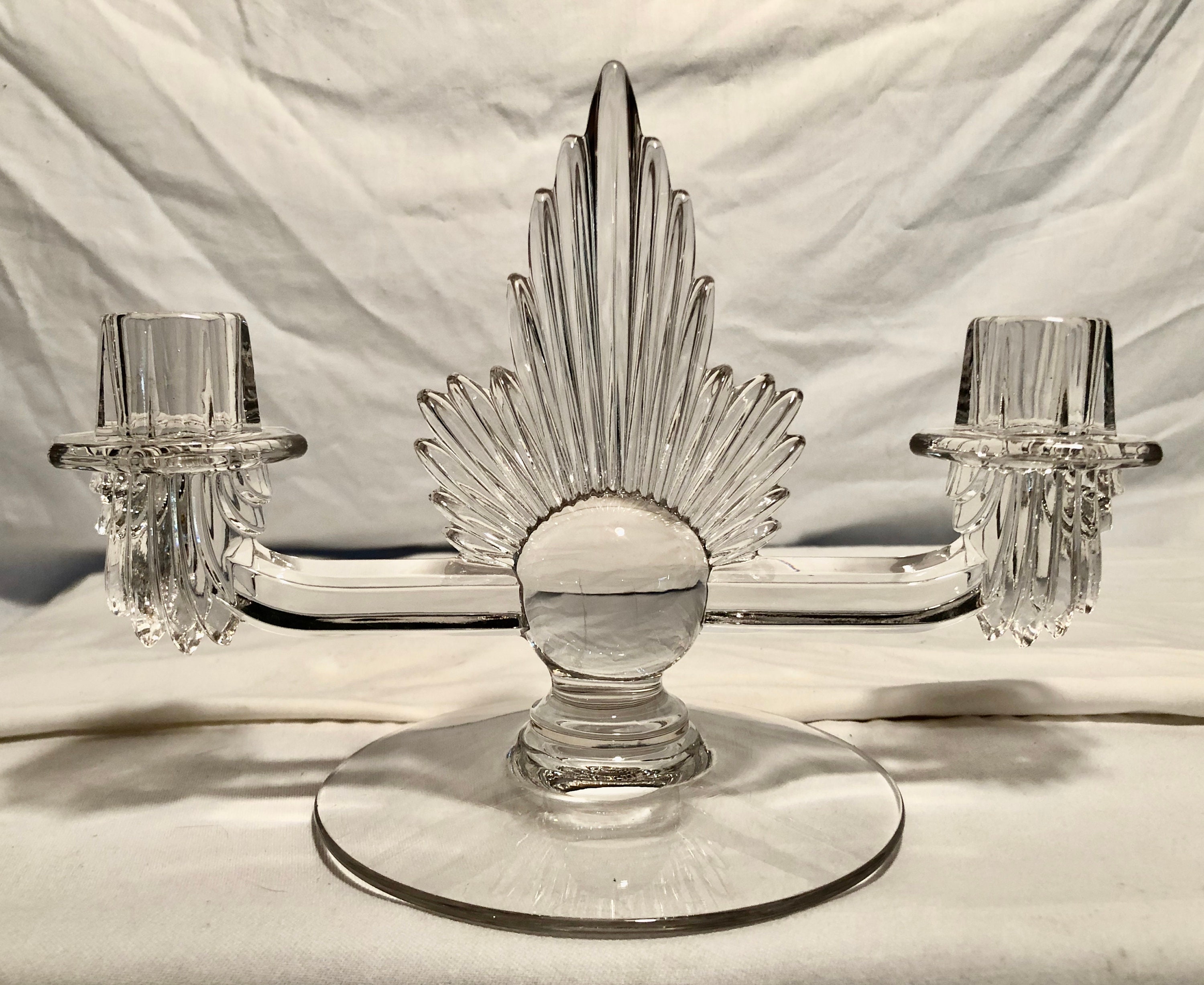 Vintage Cut Crystal ArtDeco Candlestick Holder