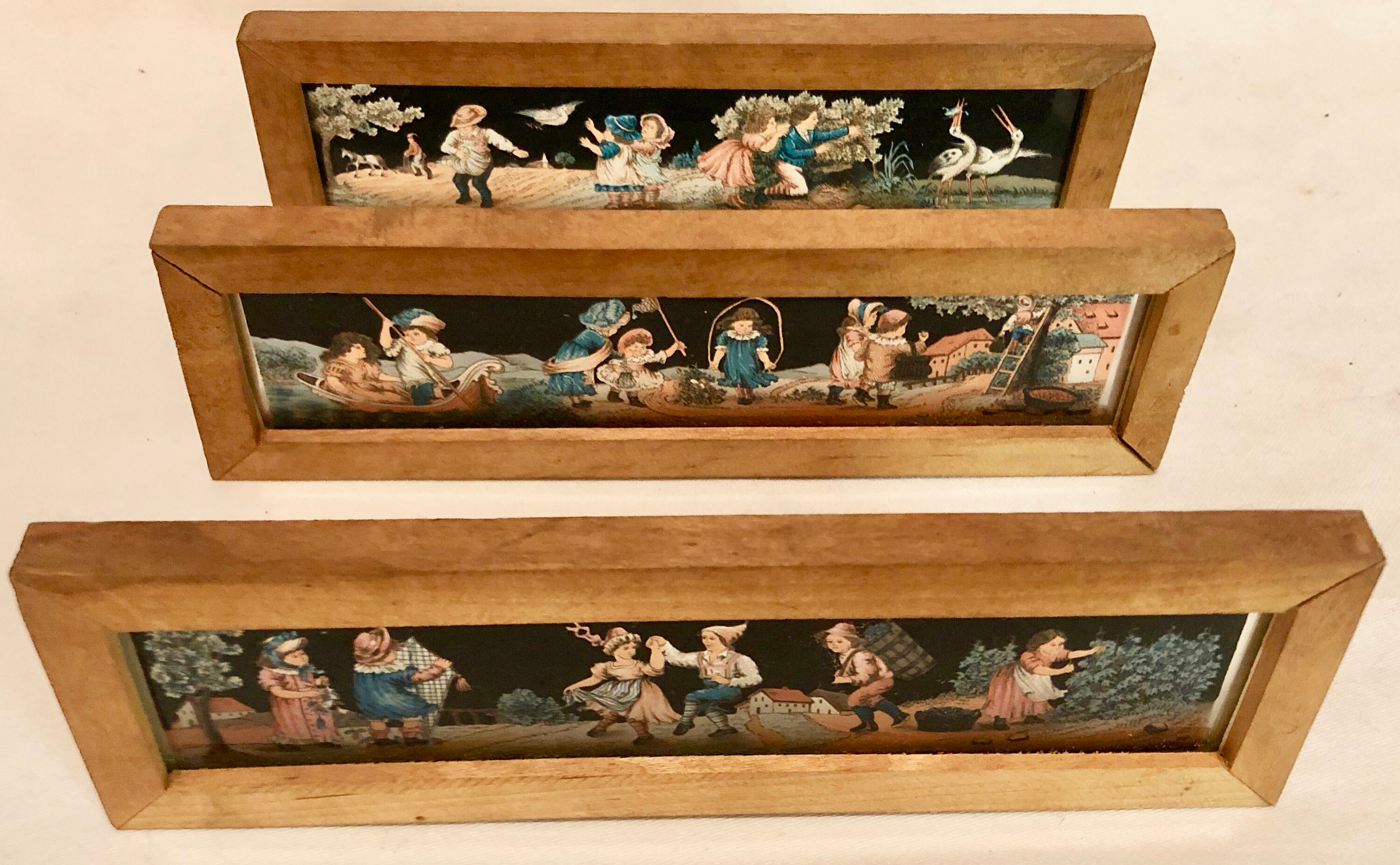 Antique Magic Lantern Slides, 'Summertime' Hand Painted in Germany