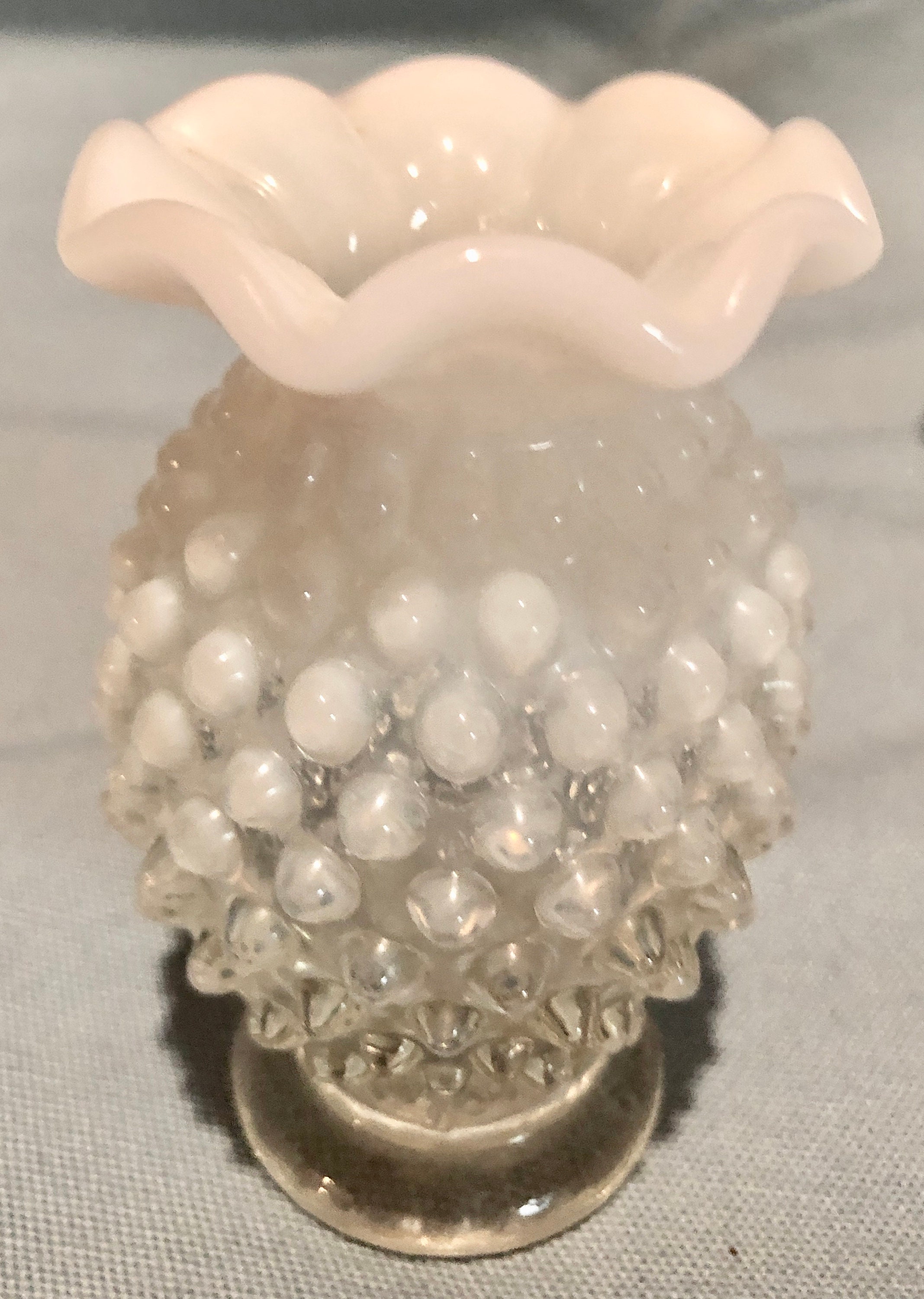 Hobnail White/Clear Milk glass Vintage Bud Vases Set of Three