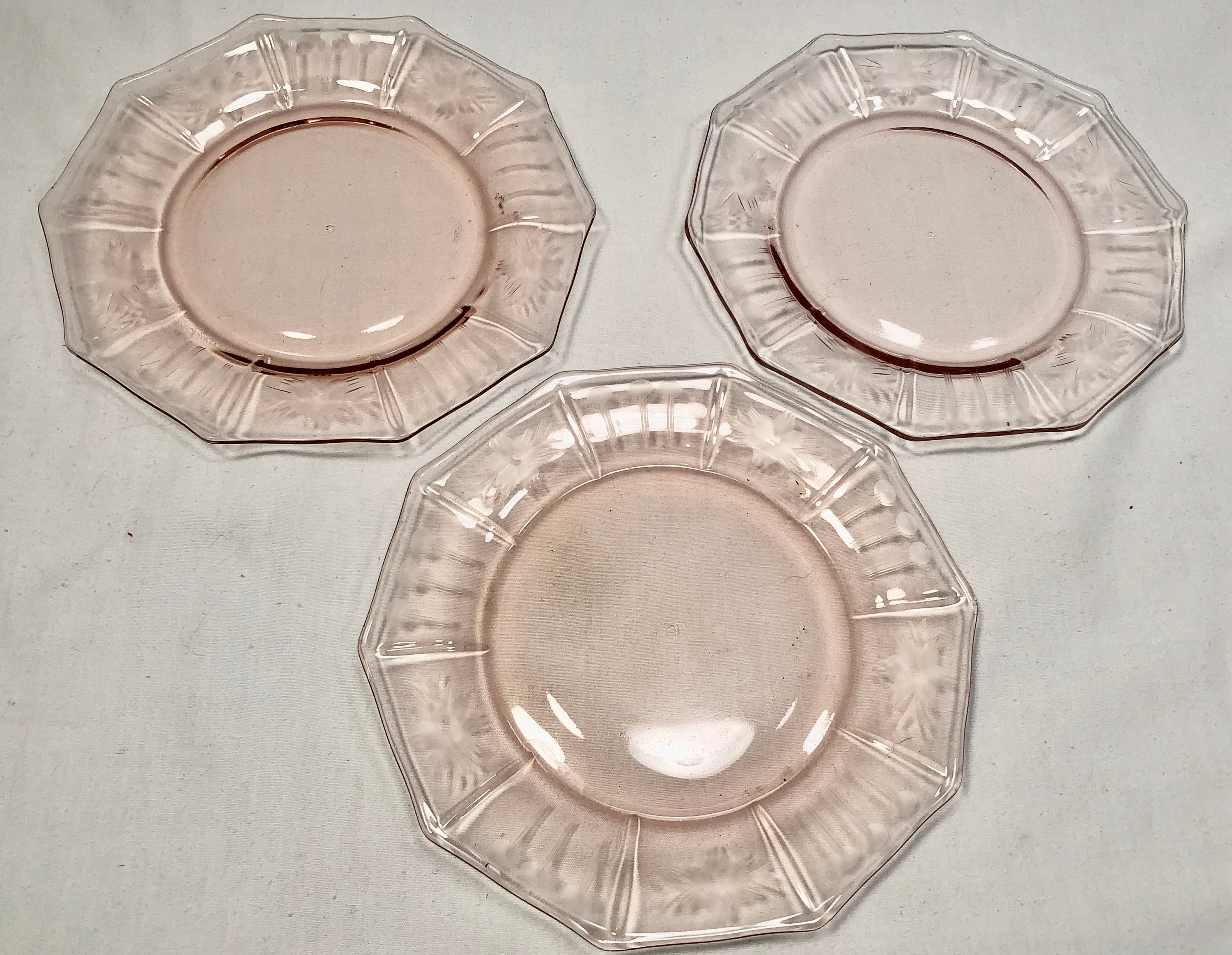 Depression Glass Plate Set-dessert Plates-colored Glass Plate-small Glass  Plates-vintage Color Glass Dish-pastel Glass Dishes 