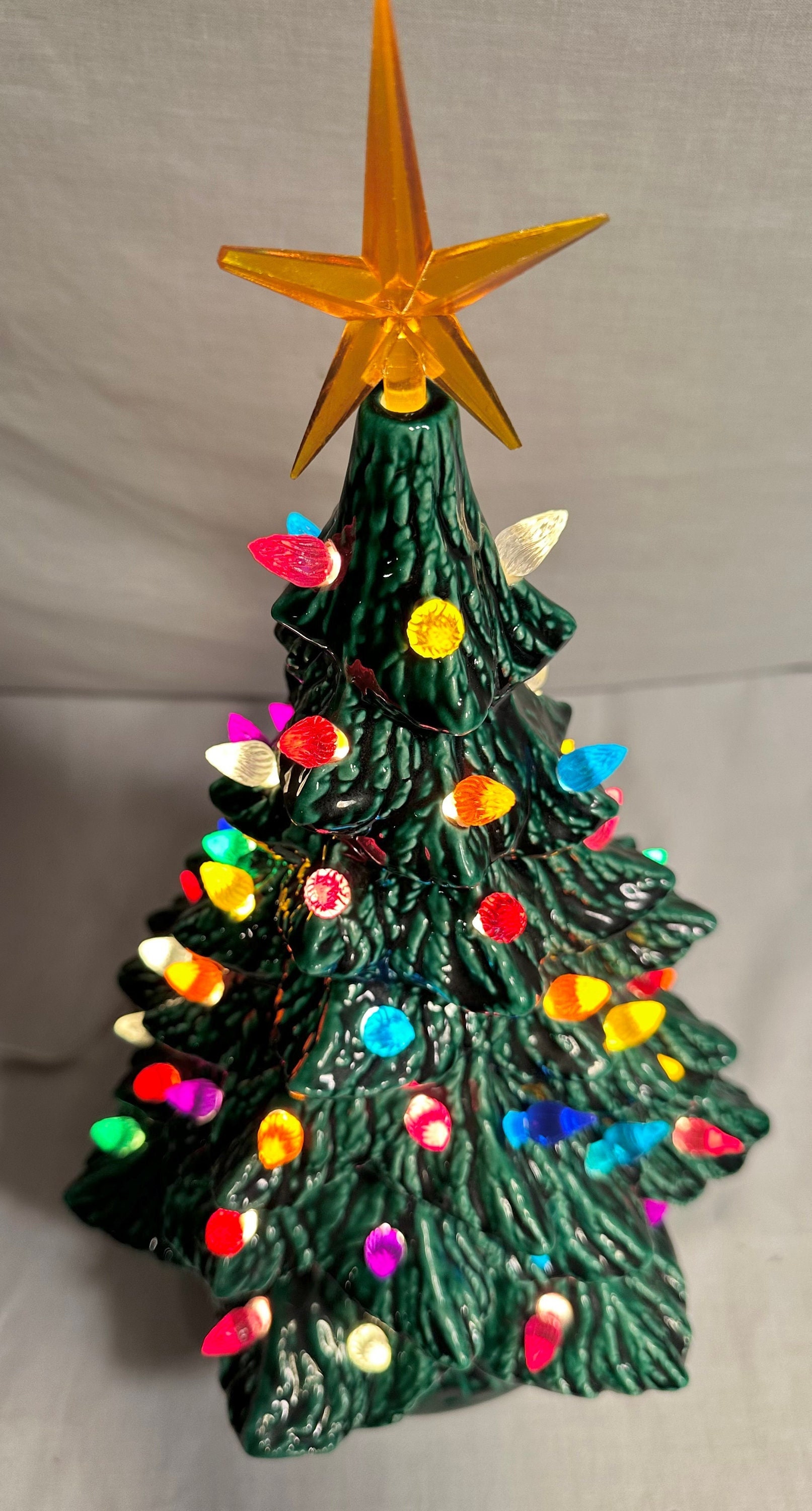 Vintage 13 inch Green Ceramic Christmas TreeTable Top