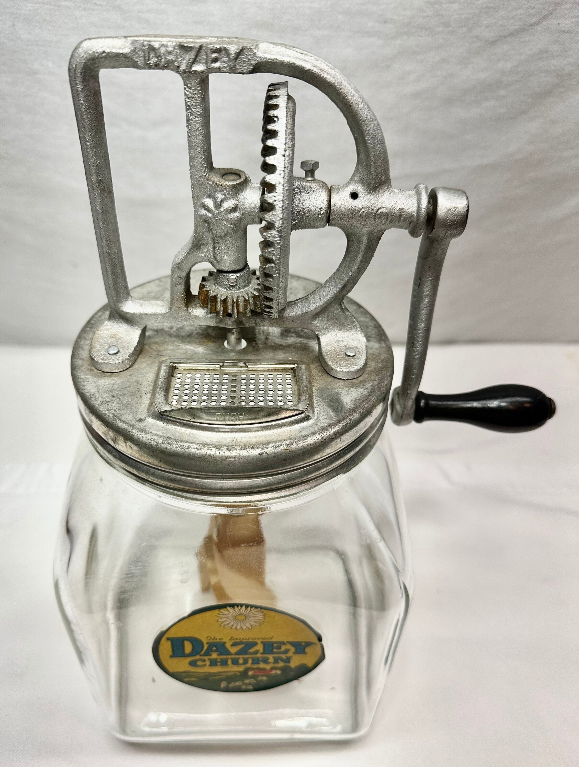 Vintage Dazey Churn 4 Quart Glass Butter Churn,No 40, Patent 2/14/1922