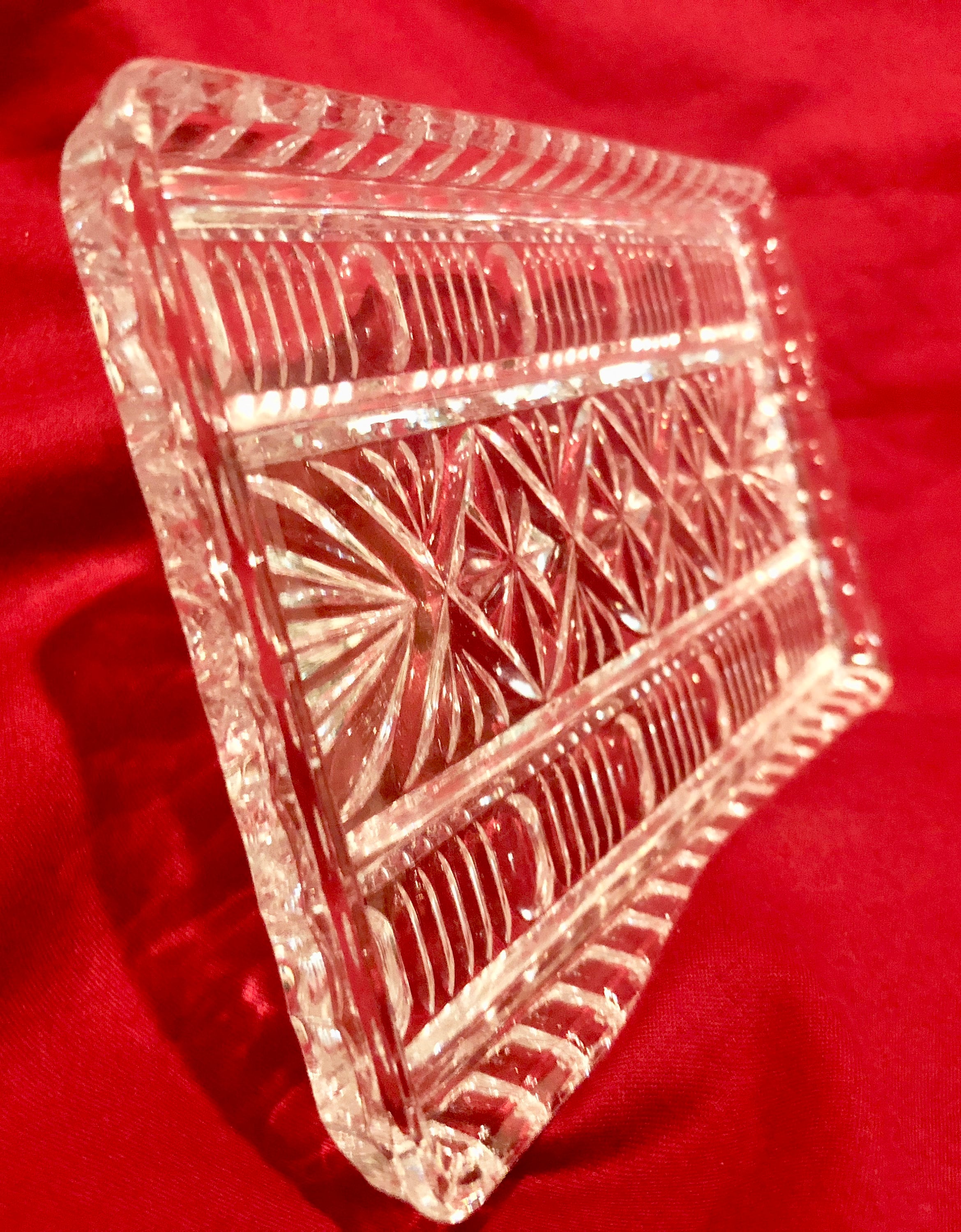 Vintage Clear Cut Crystal Vanity Tray