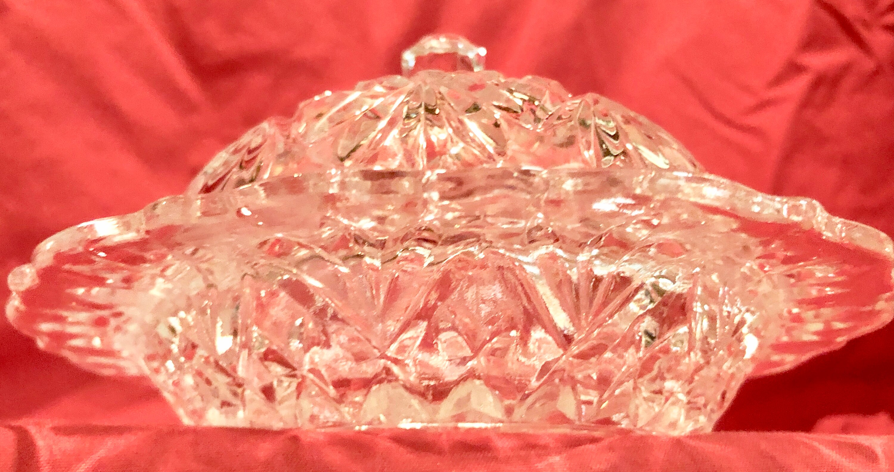 Vintage Cut Crystal Covered Butter Dish