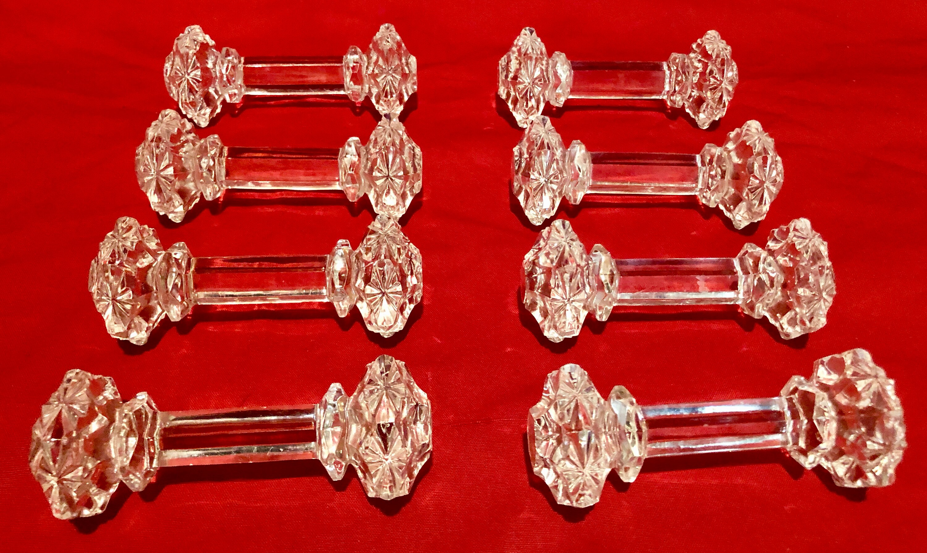 Antique Victorian Clear Cut Glass Knife Rests Set of Eight