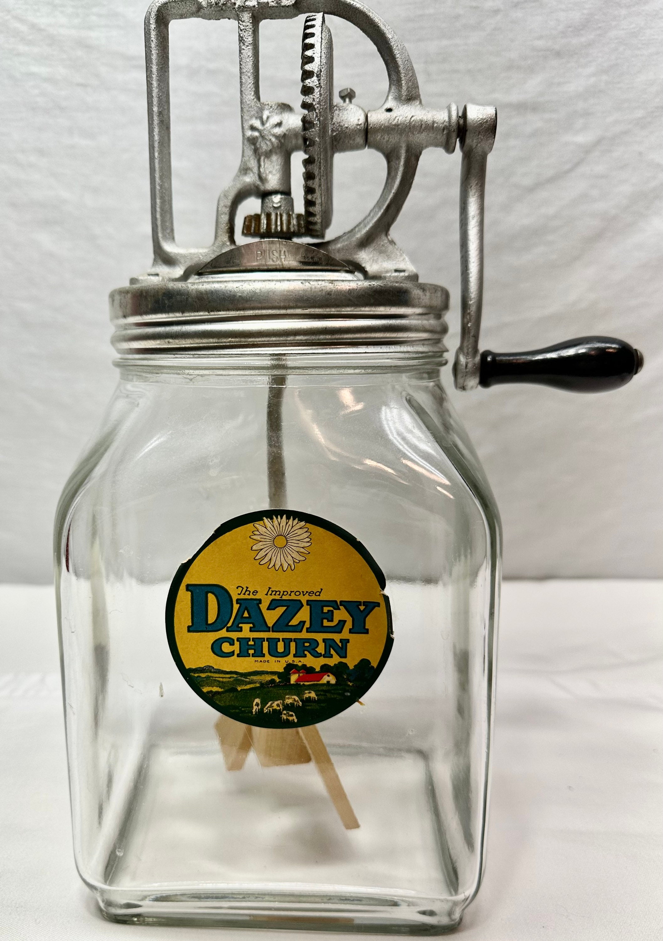 Vintage Dazey Churn 4 Quart Glass Butter Churn,No 40, Patent 2/14/1922