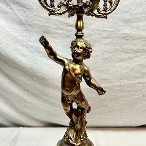 Vintage Gold Metal Candelabra Cherub Table/Accent Lamp, Underwriter Labs,Issue 48529