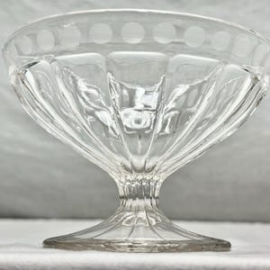 Vintage Footed Crystal Candy/Compote/Jewlery Dish with Polka Dot Pattern Edge