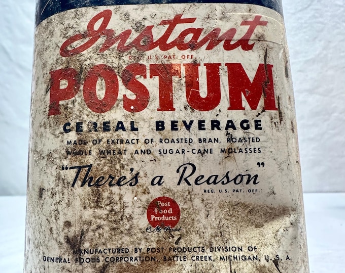 Vintage Instant Postum Breakfast Beverage Advertising Tin, Battle Creek Michigan